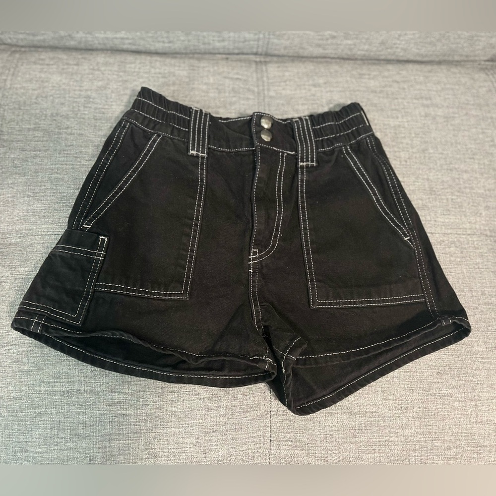 BDG Skate Shorts Black Contrast Stitch High Rise Size XS - Picture 3 of 6